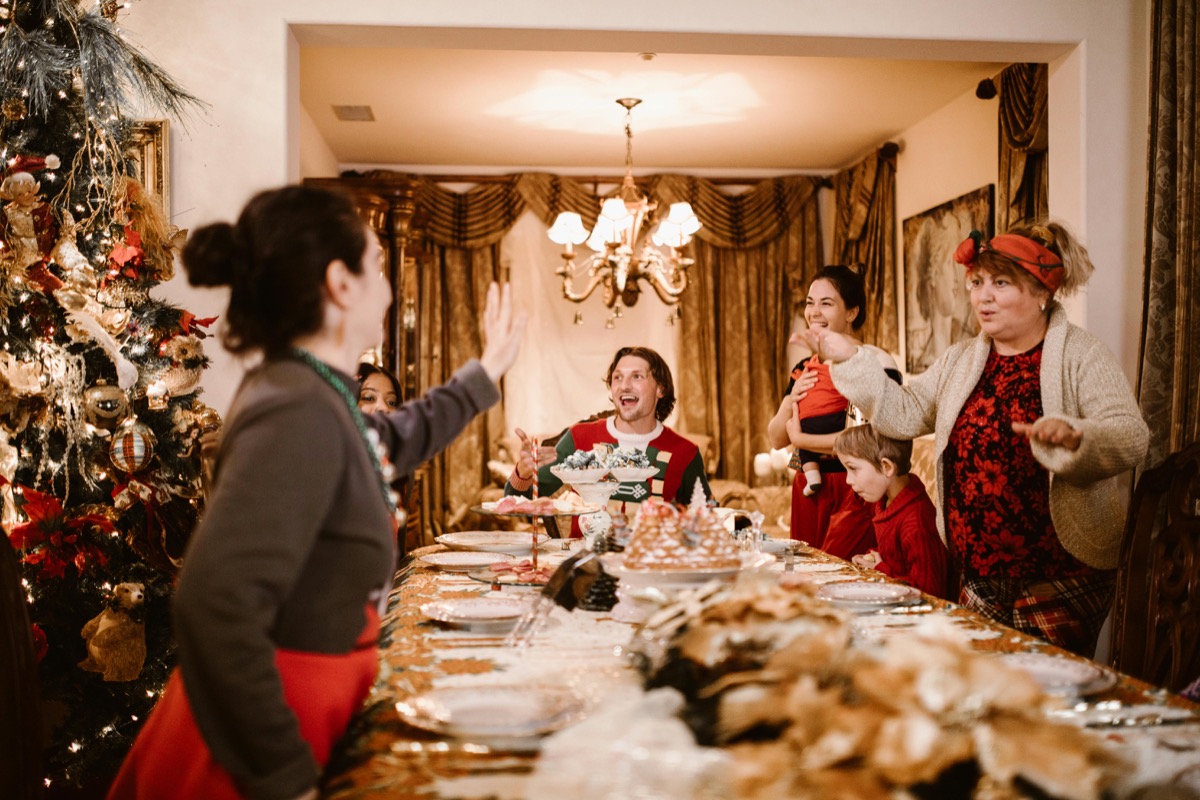 Christmas dinner gathering with extended family
