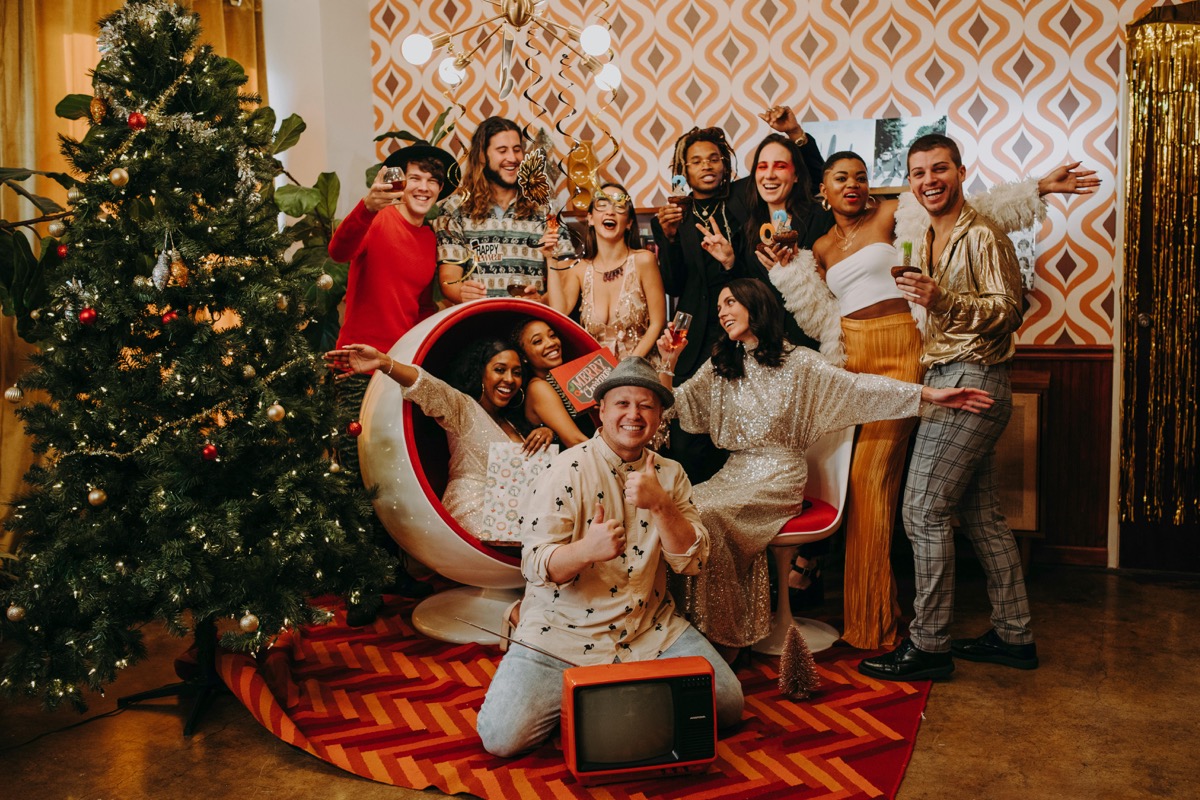 Christmas party photo with unwanted person - before AI removal