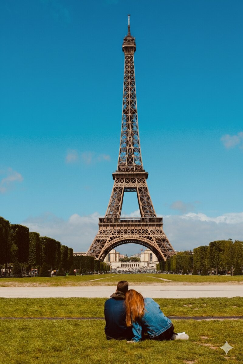 Eiffel Tower photo after removing people with AI