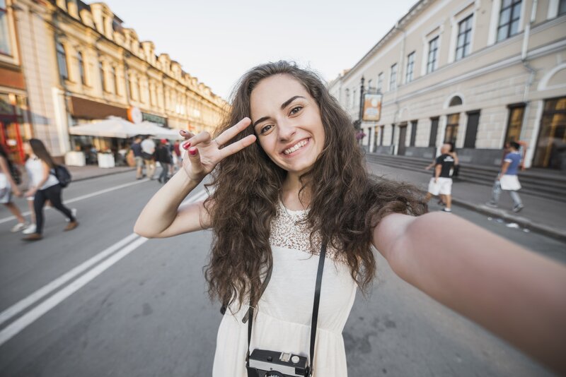 Selfie before removing background people
