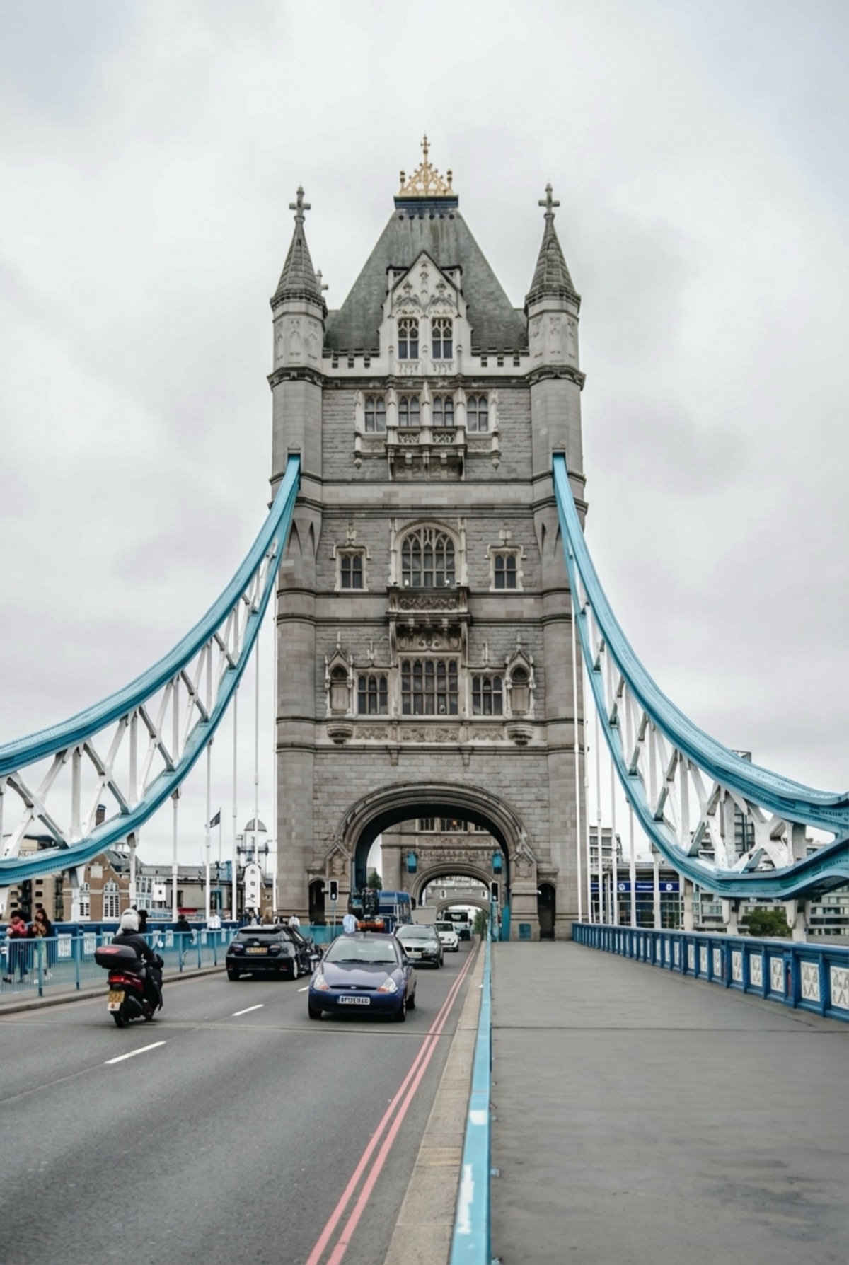 Tower Bridge London with empty walkway - after AI removed tourists